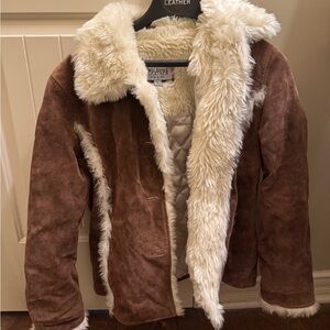 Wilsons Leather Tan Jacket with Cream Fur Lining